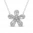 Diamond Flower Necklace 1/4 ct tw Round & Baguette-cut 10K White Gold 18"