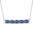 Blue Lab-Created Sapphire Bar Necklace Sterling Silver 18"