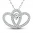 Two as One Diamond Heart Necklace 1/2 ct tw Round-Cut Sterling Silver 18"