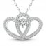 Two as One Diamond Heart Necklace 1/2 ct tw Round-Cut Sterling Silver 18"