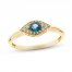 Blue Topaz & Diamond Evil Eye Ring 1/20 ct tw Round-Cut 10K Yellow Gold