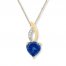 Heart-Shaped Lab-Created Sapphire Necklace 10K Yellow Gold