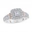 Adrianna Papell Diamond Engagement Ring 1 ct tw Princess/Baguette/Round-cut 14K Two-Tone Gold