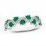 Emerald & Diamond Ring 1/6 ct tw Round-cut 14K White Gold