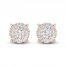 Diamond Halo Stud Earrings 1/2 ct tw Round-Cut 10K Rose Gold