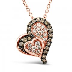 Le Vian Diamond Heart Necklace 1/2 ct tw 14K Strawberry Gold 18"