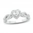 Diamond Engagement Ring 1/2 ct tw Heart/Round 14K White Gold