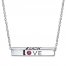 AYLLU Red Cubic Zirconia Bar Necklace Sterling Silver 18"