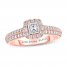 Adrianna Papell Diamond Engagement Ring 5/8 ct tw Princess/Baguette/Round-cut 14K Rose Gold