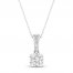 Diamond Solitaire Necklace 1/3 ct tw Round-cut 10K White Gold 18"