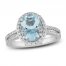 Aquamarine & Diamond Engagement Ring 3/8 ct tw Oval, Round-Cut 14K White Gold