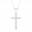 Diamond Cross Necklace 1/4 ct tw Round-Cut 10K White Gold 18"