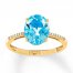 Blue Topaz Ring Diamonds 10K Yellow Gold