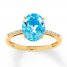 Blue Topaz Ring Diamonds 10K Yellow Gold