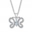 Butterfly Necklace Aquamarine/Diamonds Sterling Silver