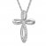 Diamond Cross Necklace 1/10 ct tw Round-cut 10K White Gold