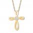 Lab-Created White Sapphire Cross Necklace 10K Yellow Gold
