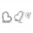 Neil Lane Diamond Heart Earrings 1/8 ct tw Round/Baguette 10K White Gold