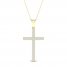 Diamond Cross Necklace 1/2 ct tw Round-Cut 10K Yellow Gold 18"