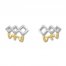 Diamond Huggie Earrings 1/15 ct tw Sterling Silver/10K Gold