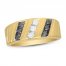 Men's Black & White Diamond Wedding Band 1/2 ct tw Round-cut 10K Yellow Gold