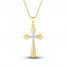 Diamond Cross Necklace 1/10 ct tw Round-cut 10K Yellow Gold 18"