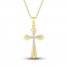 Diamond Cross Necklace 1/10 ct tw Round-cut 10K Yellow Gold 18"