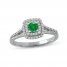 Emerald & Diamond Ring 1/4 ct tw 10K White Gold