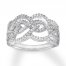 Woven Diamond Ring 1/3 ct tw Round-cut 10K White Gold