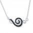 Treble Clef Necklace 1/8 ct tw Black Diamonds Sterling Silver