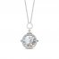 Disney Treasures 'Alice in Wonderland' Mother of Pearl Necklace 1/10 ct tw Diamonds Sterling Silver/10K Rose Gold 17"