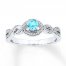 Blue Topaz Ring 1/6 ct tw Diamonds 10K White Gold