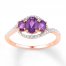 Amethyst Ring Diamond Accents 10K Rose Gold