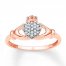 Diamond Claddagh Ring 1/10 ct tw Round-cut 10K Rose Gold