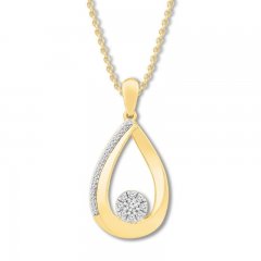 Diamond Teardrop Necklace 1/5 ct tw Round-cut 10K Yellow Gold