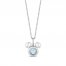 Disney Treasures Mickey Mouse Aquamarine & Diamond Necklace Sterling Silver 17"