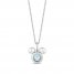 Disney Treasures Mickey Mouse Aquamarine & Diamond Necklace Sterling Silver 17"