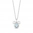Disney Treasures Mickey Mouse Aquamarine & Diamond Necklace Sterling Silver 17"