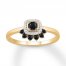 Black & White Diamond Ring 1/4 ct tw Round-cut 10K Yellow Gold