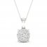 Diamond Halo Necklace 1/2 ct tw Round-Cut 10K White Gold 18"