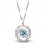 Swiss Blue Topaz & White Lab-Created Sapphire Swirl Necklace Sterling Silver 18"