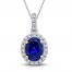 Blue/White Lab-Created Sapphire Necklace Sterling Silver 18"