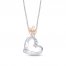 Diamond Apple/Ruler Necklace 1/6 ct tw Round/Baguette 10K Two-Tone Gold 18"