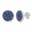 Lab-Created Sapphire Disc Earrings Pave-set Sterling Silver