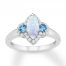 Lab-Created Opal & Blue Topaz Ring Sterling Silver