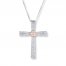 Diamond Cross Necklace 5/8 ct tw Round-cut 14K Two-Tone Gold