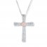 Diamond Cross Necklace 5/8 ct tw Round-cut 14K Two-Tone Gold