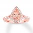 Morganite Engagement Ring 5/8 ct tw Diamonds 14K Rose Gold