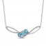 Blue Topaz & White Lab-Created Sapphire Three-Stone Necklace Sterling Silver 18"