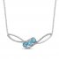 Blue Topaz & White Lab-Created Sapphire Three-Stone Necklace Sterling Silver 18"